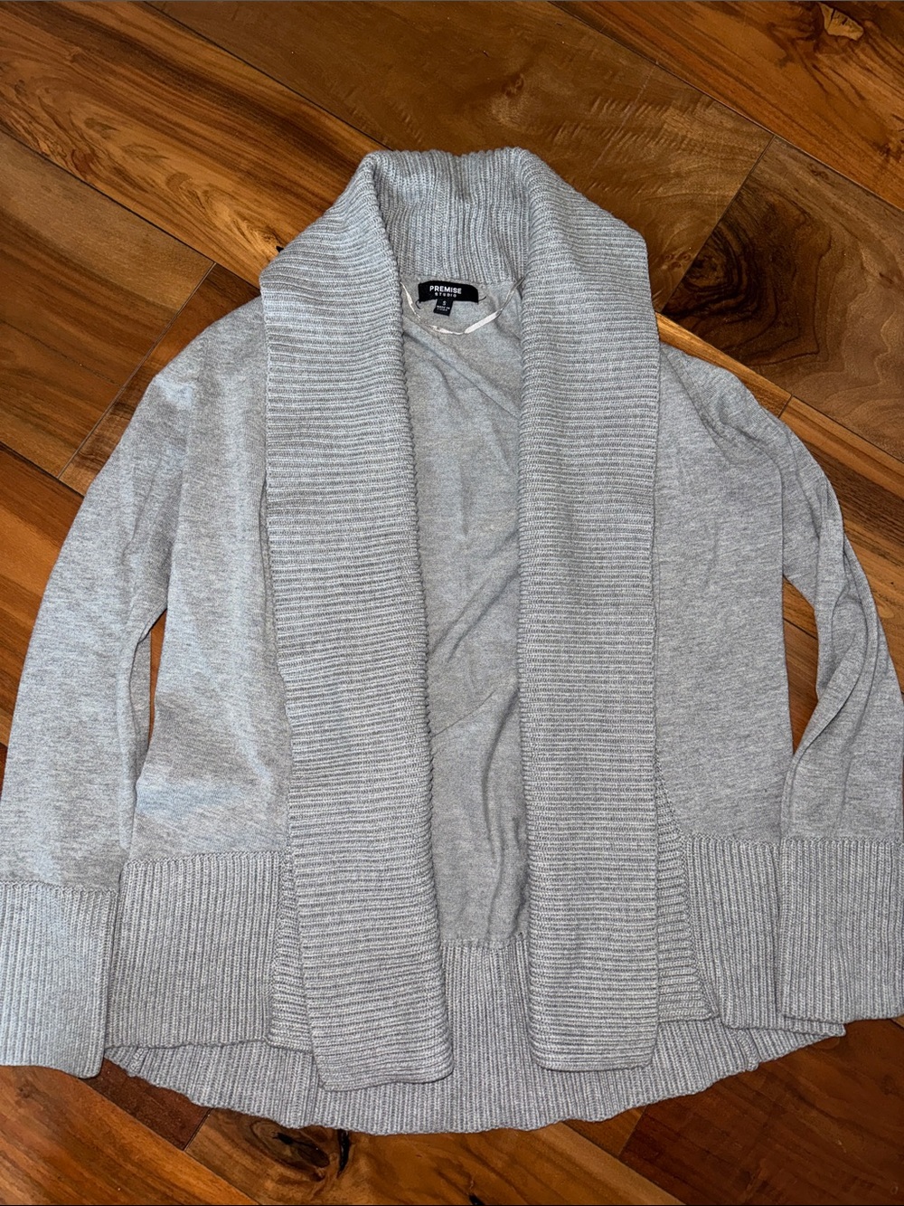 Express Light Gray Shawl Collar Open Cardigan
